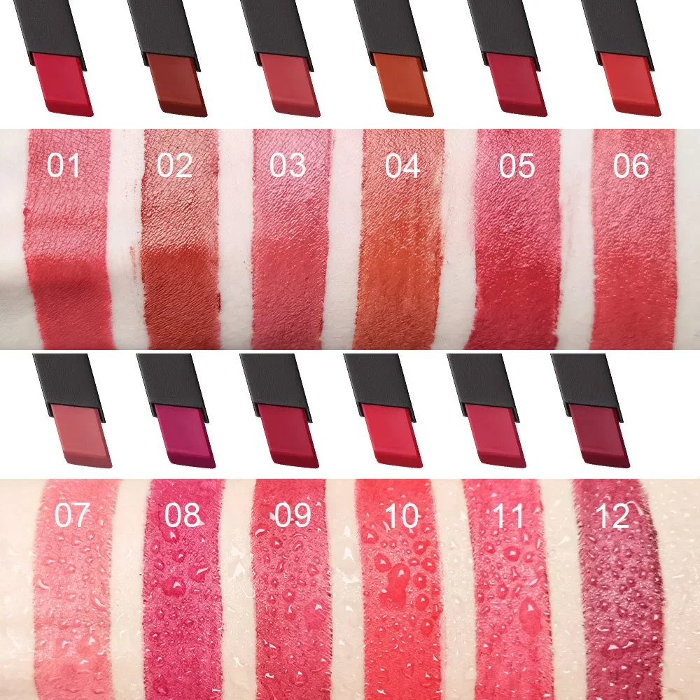 DNM 12 Color Matte Lipstick Moisturize Waterproof Velvet Sexy Lip Gloss Matte Popular Color Lasting Hot Selling Fashion Lipstick