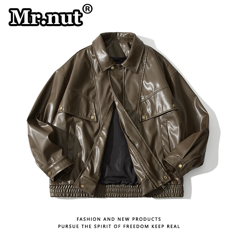 Mr.nut Leather Biker Bomber Jacket abbigliamento moto da uomo Smooth Soft Texture PU Aviator giacche uomo autunno cappotto militare