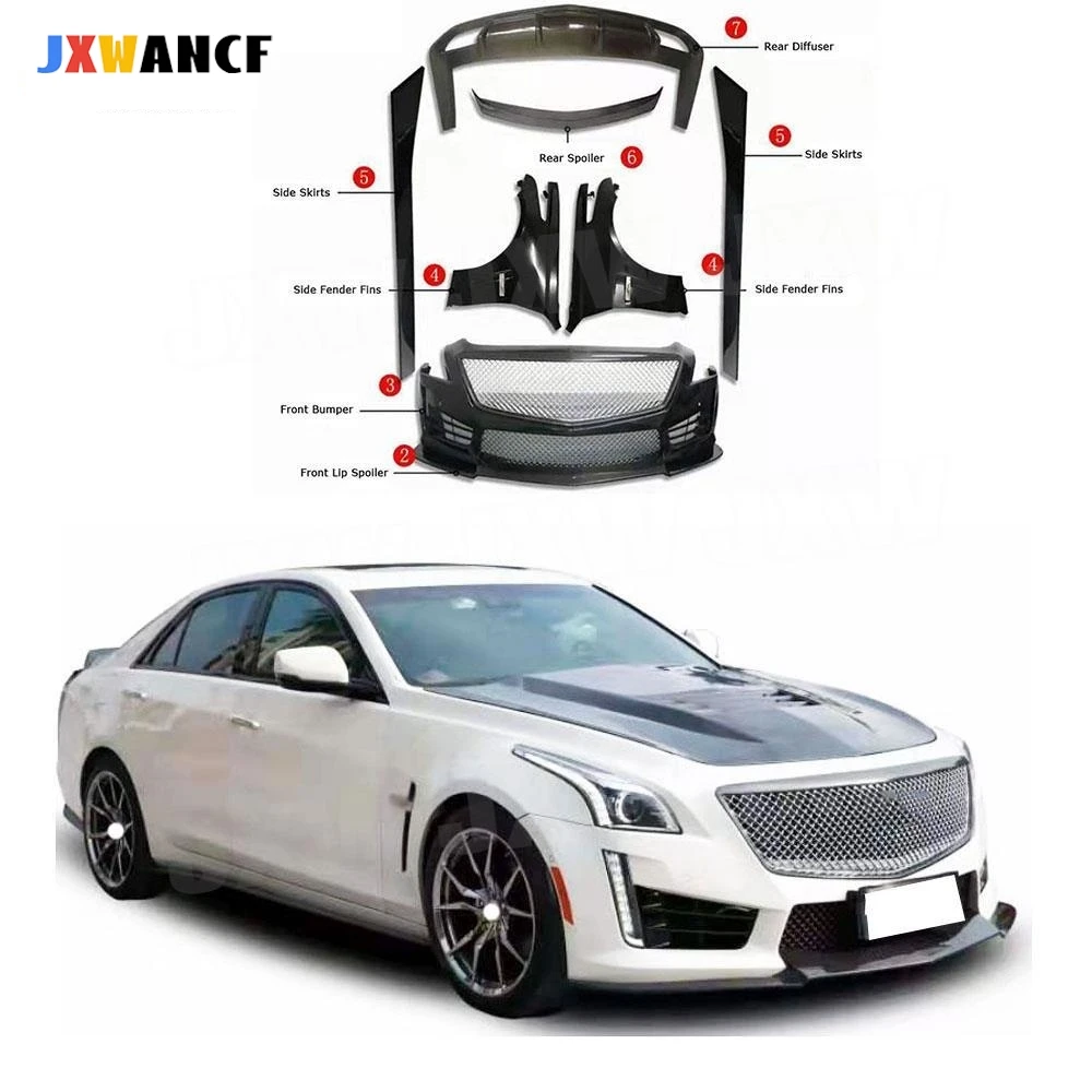 

JXWANCF Front Lip Side Skirts Engine Hood Rear Wing Front Bumper for Cadillac CTS Sedan CTS 2015-2020 Air Vent Fender