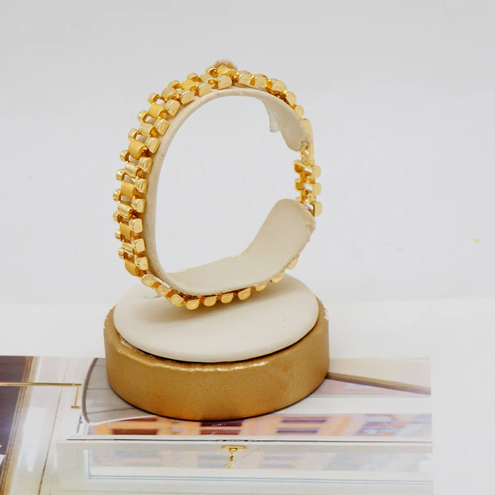 Ethiopian Ltalian Gold Color Jewelry Sets With Simple Atmospheric Earrings Necklace Bracelet Ring Suitable For Wedding Gifts