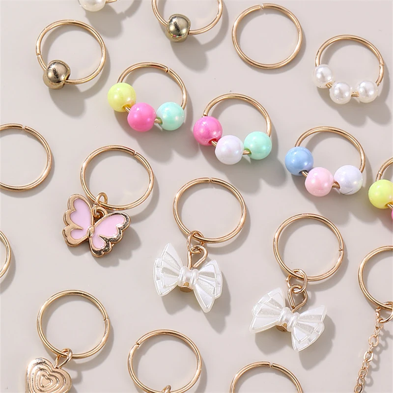 24pcs/set Minimalist Open Metal Hair Cuff – Punk Braid Ring for Dreadlocks & Edgy Street Style.