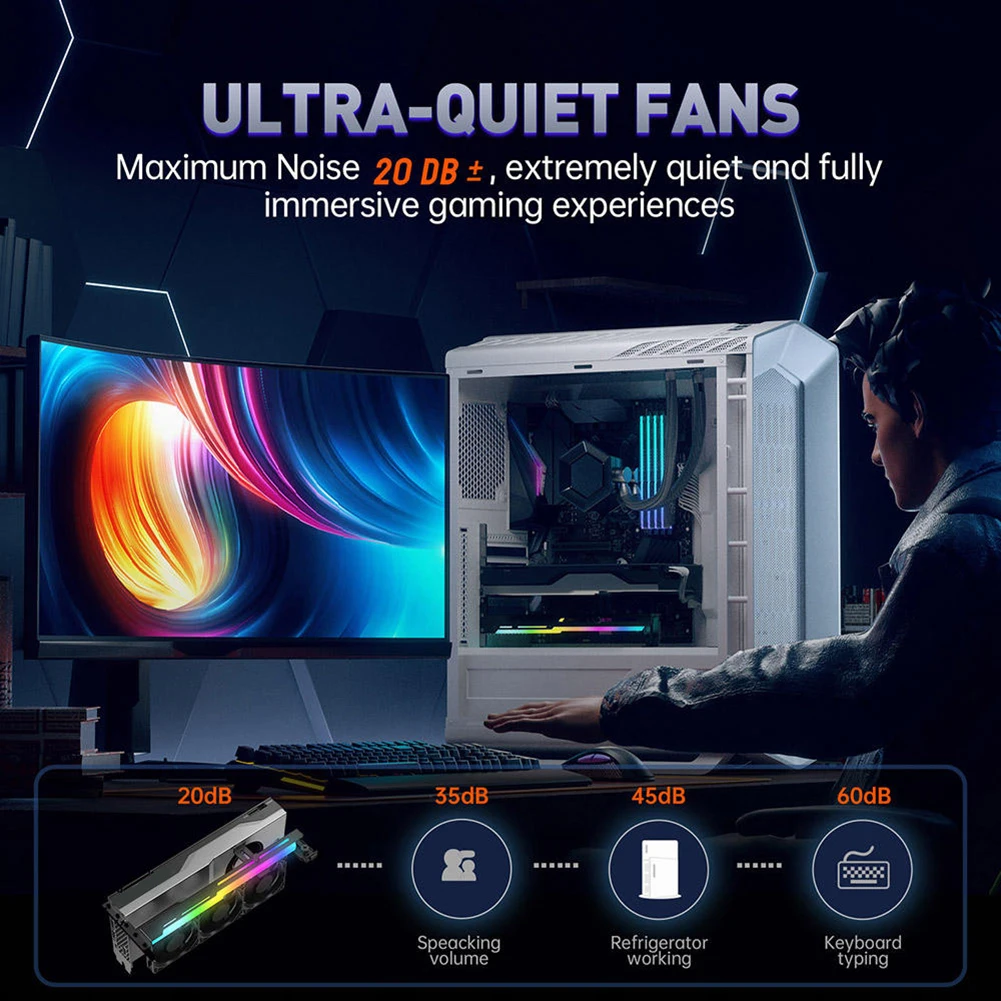 

2 in 1 Graphics Card Radiator 1800RPM 5V 3Pin ARGB RGB LED Graphics Card Holder with 3x80mm Fans GPU Cooler