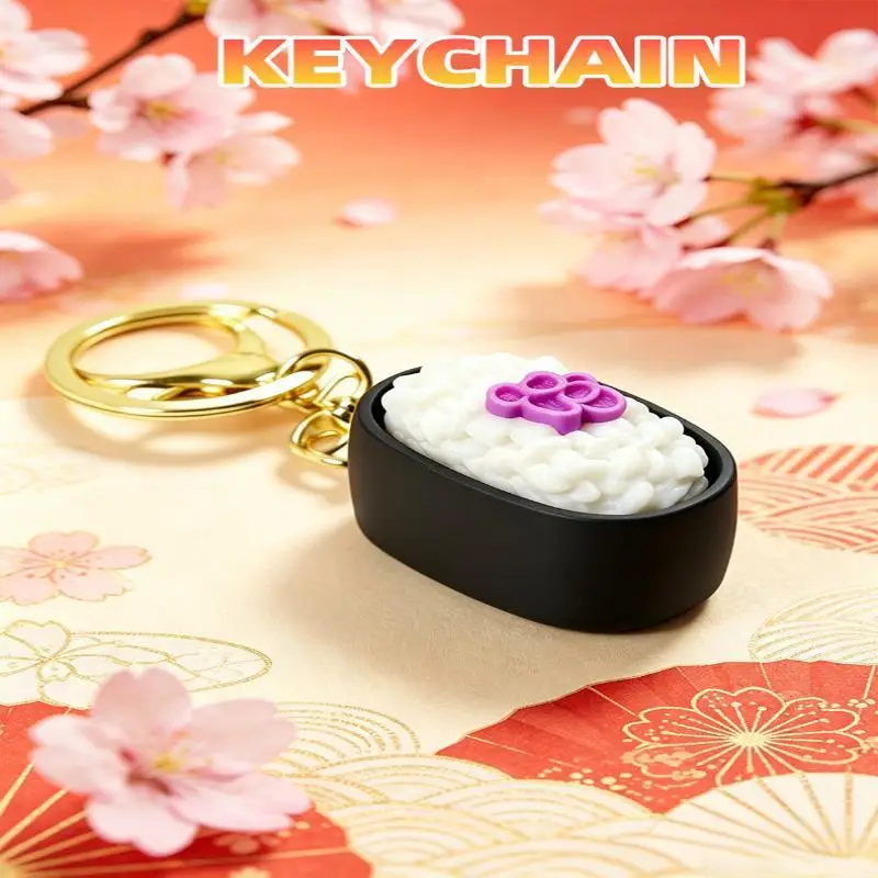 3D-gedruckter simulierter Sushi-Schlüsselanhänger, niedliches Design, perfekte Taschendekoration, Geschenk, Autoanhänger-Zubehör, Stressabbau-Spielzeug – Detail 10