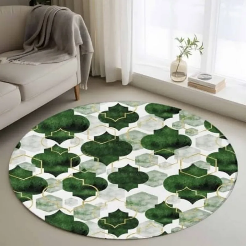 Round Rug Welcome Sign Wood Grain Area Rugs Living Room Flower Leaf Decorative Carpet Entryway Floor Mat Porch Door Mats