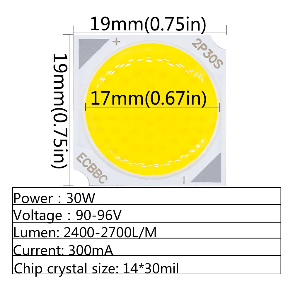 One Set of 10pcs LED Chip With Bracket 30W 90-96V 300mA High Power 1917 LED COB Light Beads Spotlight Downlight Diode Lamps DIY