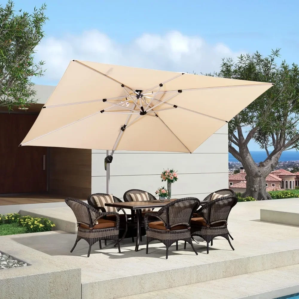 9' X 12' Patio Umbrella, Outdoor Rectangle Umbrellas, Windproof Offset Umbrellas, Heavy Duty Sun Umbrella