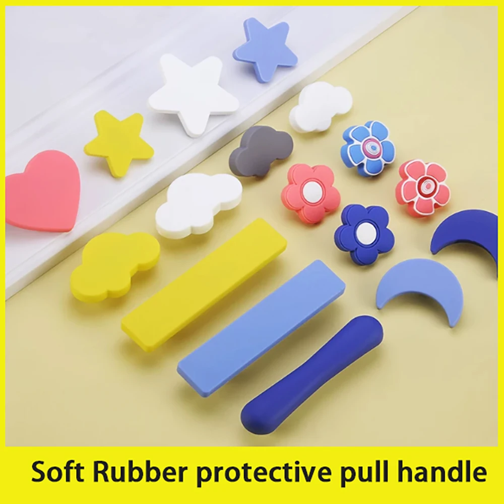 Soft Rubber Single Hole Handle Children's Room Cute Cartoon Love&Round Anti-Collision Cabinet Door Creative Small Handle