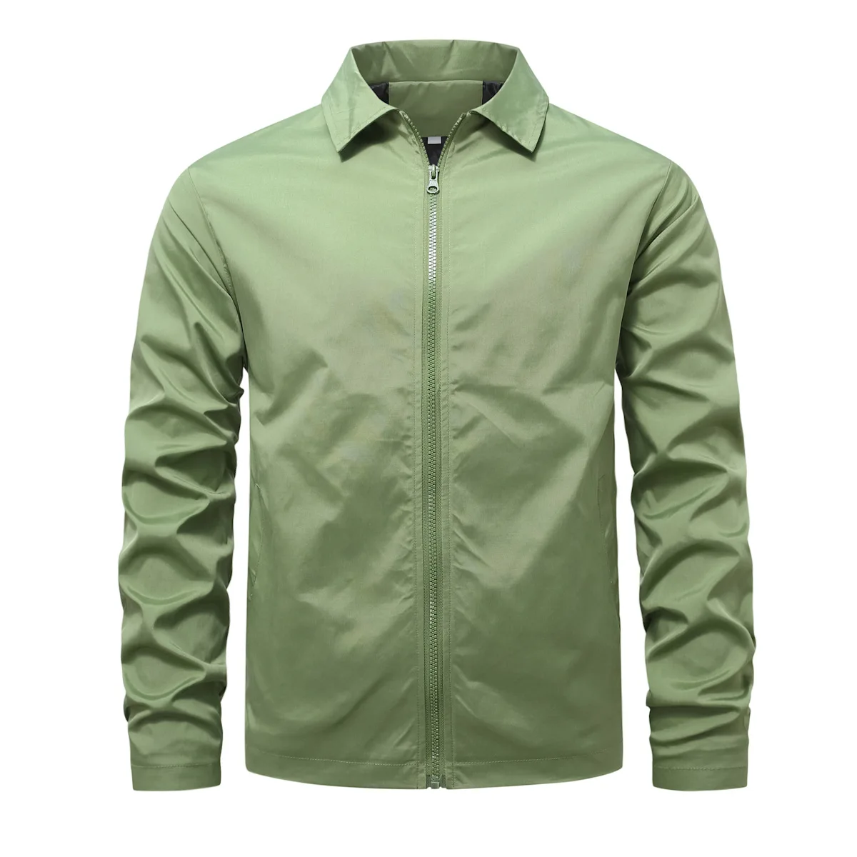 Frühling und Herbst Neue Baseball-Kragen Kurze Lose Einfarbige Jacke Herren Business Casual Dünner Mantel Trend – Detail 7