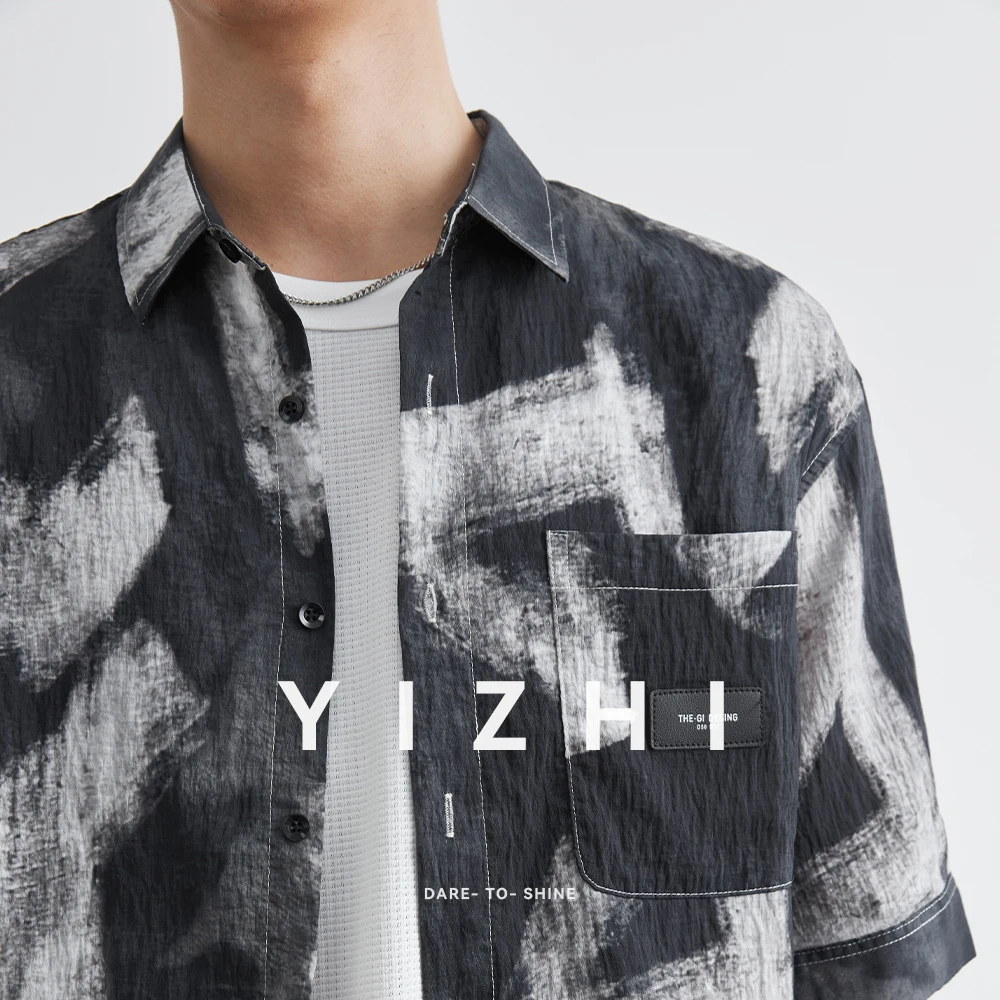 Men's Clothing Lyocell Tencel Short-sleeved Floral Shirt Men's Summer Thin Retro Fashion Cardigan Lapel Shirt Beach Seaside