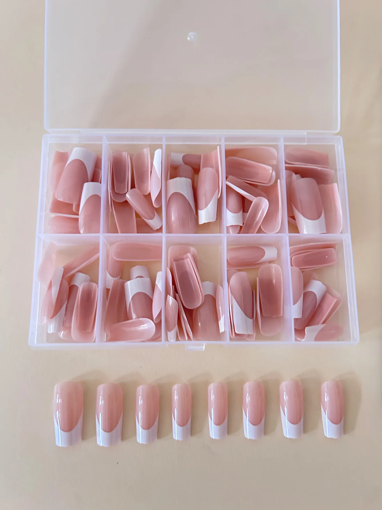 120 rectangular minimalist French fake nails to enhance your style, suitable for DIY fake nails for women and girls