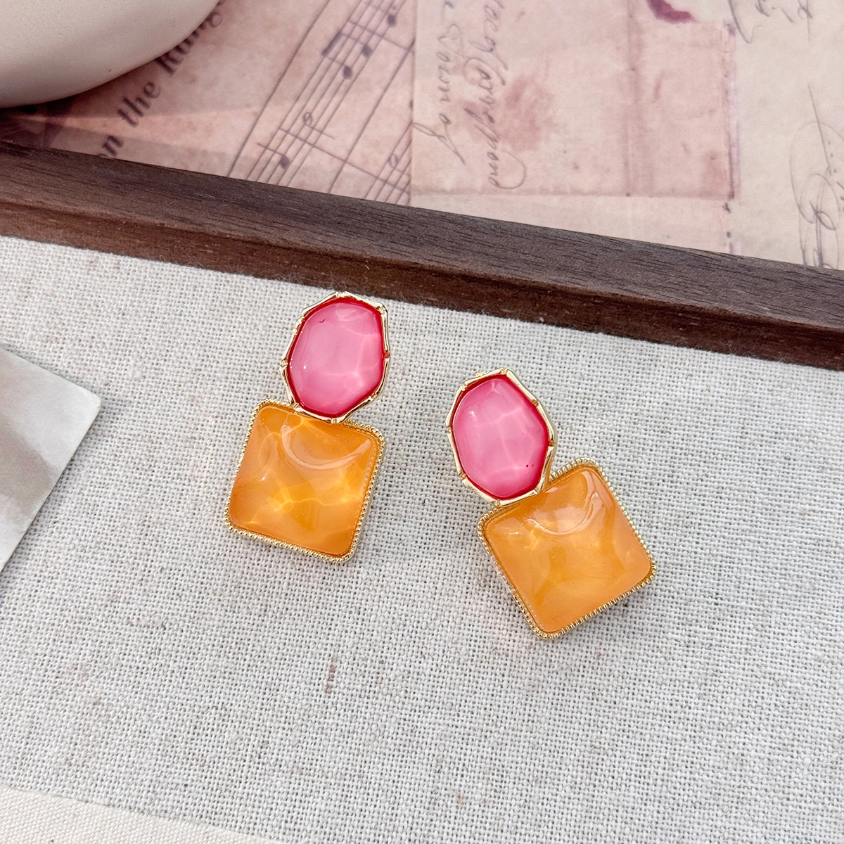 Women's Irregular Square Zirconia Oval Earrings, High-End Feel
