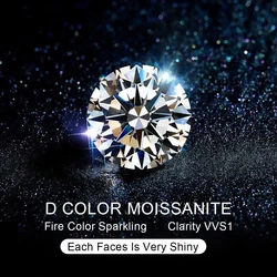 100% Real Loose Gemstones Moissanite Stones 0.1ct To 12ct D Color VVS1 Round Shape Diamond Excellent Cut Pass Diamond Tester Gem