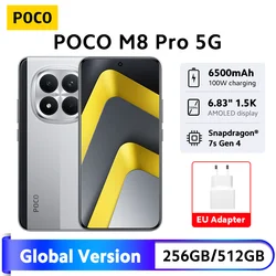 Newest POCO M8 Pro 5G Smartphone Global Version NFC Snapdragon® 7s Gen 4 6500mAh Batery 100W Charge 6.83