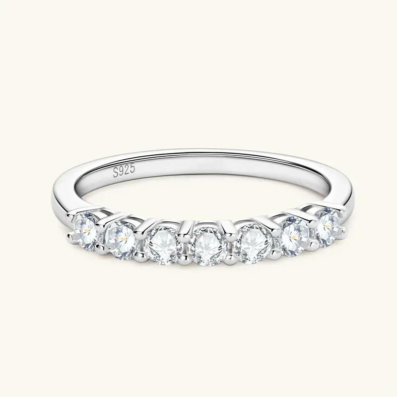 

Moissanite Jewelry 925 Sterling Silver Classical Eternity Band Rings for Women Round Diamond Wedding Engagement Ring Gift