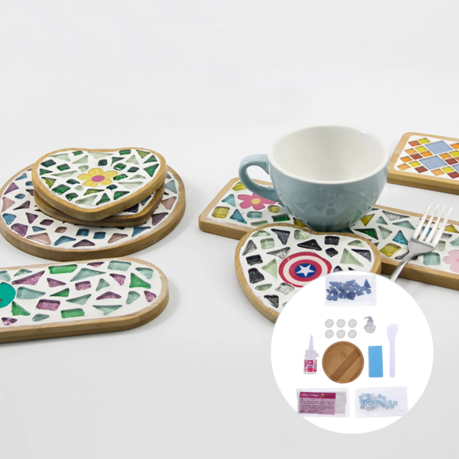 

1Set DIY Mosaic Coaster Kit Round Christmas Snowman Shape Parent Child Handmade Craft Material Xmas Gift Craft Tool