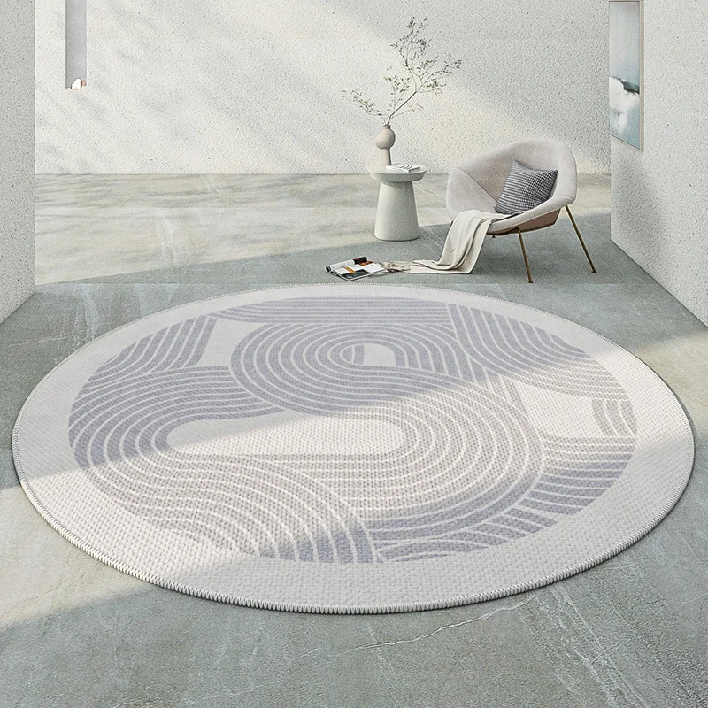 Simple Solid Colour Round Carpet Large Decorative Living Room Sofa Rug Premium Cream Bedroom Cloakroom Polyester Home Floor Mats