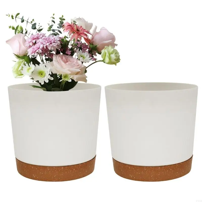 8 بوصة الراتنج الزهرية زهرة وعاء النبات شرفة فناء بوعاء النبات الزهرية مع الصرف حديقة المنزل صينية P9YB #2