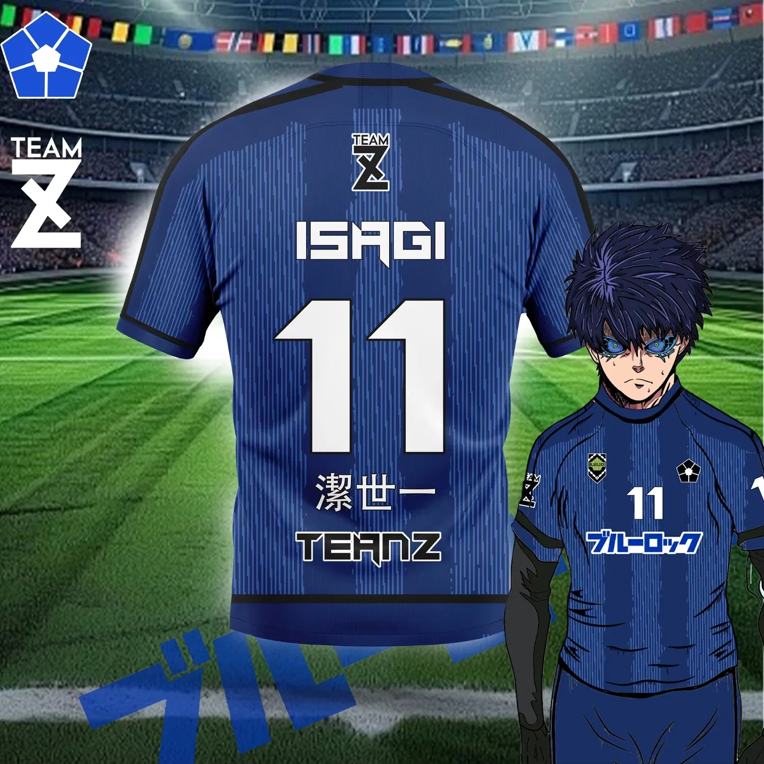2026 Blue Lock TEAM-Z  Club Tee Eleven Jersey Isagi Nagi T-shirt Men And Women Clothing Character Print Tops Mans T Shirts