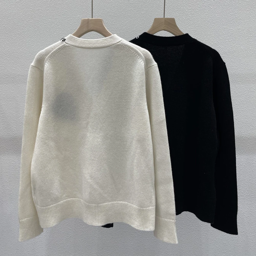 روان M559 رسالة الحب الجاكار سترة متماسكة الخامس الرقبة طويلة الأكمام زر الإناث سترة عادية مريحة سيدة الأعلى 2026 #2