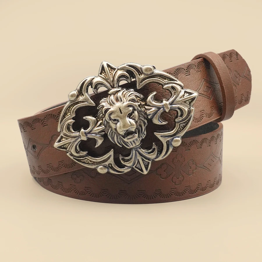 Elegant Court-Style Women's Belt - Brown Vintage Print, Versatile for Work/Dates/Casual, Perfect Gift Accessory