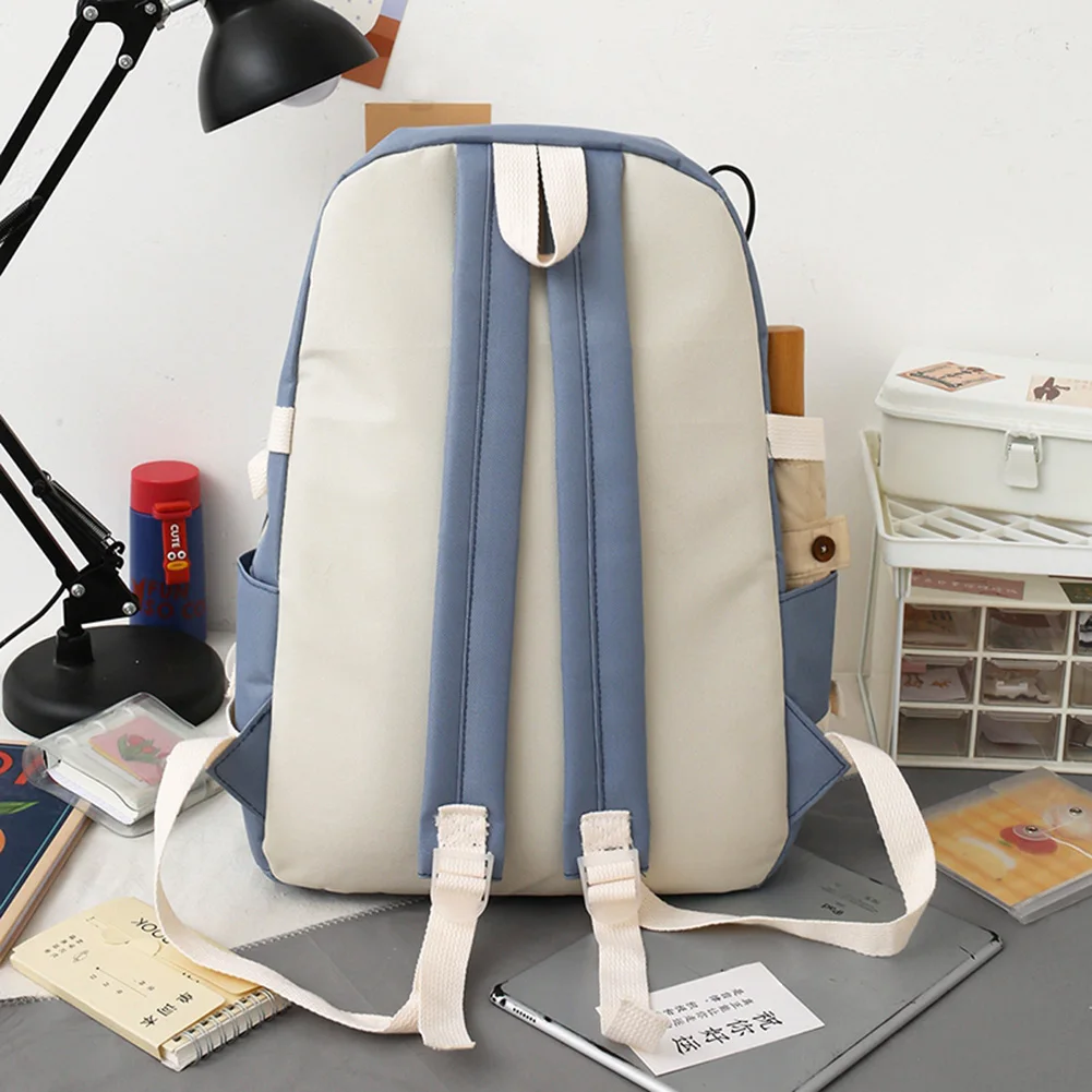 5 قطع من حقائب الظهر المدرسية للفتيات المراهقات متعددة الجيوب حقيبة ظهر للنساء من Mochila حقائب كتب للسفر وحقائب كتف #6