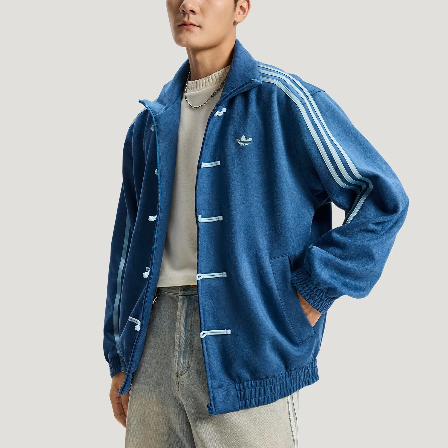 

Adidas genuine clover men's and women's sports stand up collar fashionable jacket KT3850