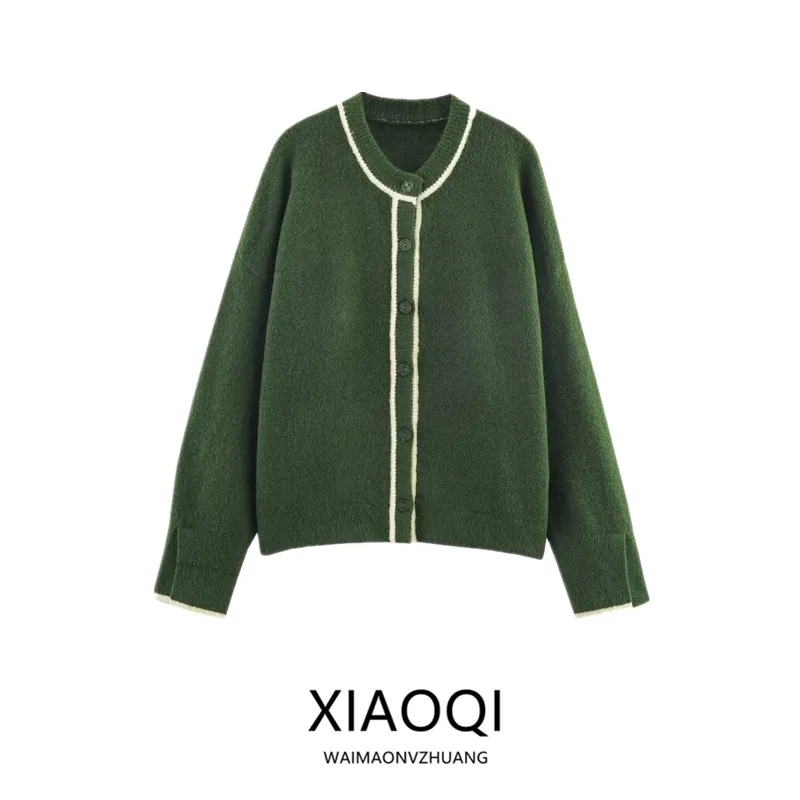 

2025 Winter New Arrival Women's Knitted Jaet Commute Versatile Color Blo Design Long Sve round Ne Button up Coat