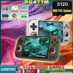 ANBERNIC RG 477M Retro Video Game Console 4.7 Inch LTPS In-Cell Touch Screen Android 14 RG477M Al Aluminum 12G+256G PSP PS2 Gift