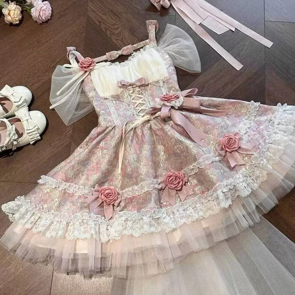 

Japanese Cosplay Kawaii Lolita Dress French Elegant Sweet Short Party Dress Summer Vintage Clothing Y2k One Piece Dress Korean