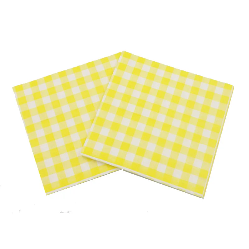 100 Counts Printed Paper Napkins Disposable Checkered Cocktail Napkins 2 Layers Wedding Birthday Picnic Tea Party