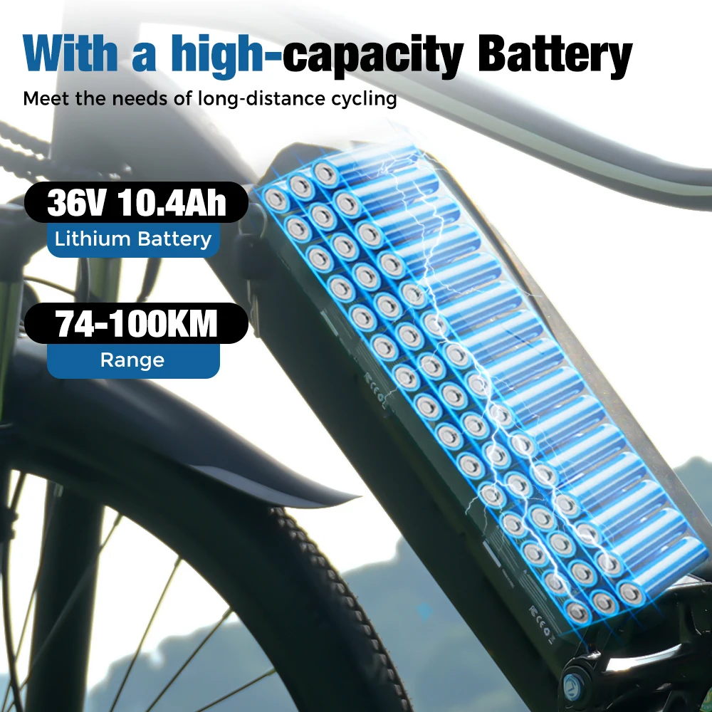 26 بوصة EB3 دراجة كهربائية 250 واط موتور 36V10.4Ah بطارية 100 كجم المدى 5 سرعات أقصى سرعة 25 كم/ساعة تعليق مزدوج مدينة التنقل EBike #4