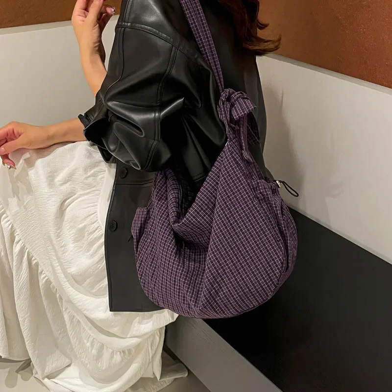 

Casual Commuter Tote Bag Women Lightweight Large Capacity Crossbody Bag Simple Urban Style Pure Color Korean Lazy Style Bag