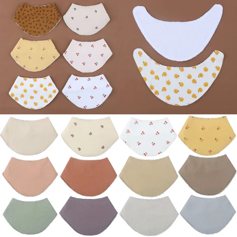 Cotton Muslin Baby Bibs Fashion Newborn Collar Decor Feeding Drool Bib Plush Burp Cloth Saliva Towel for Baby Shower Gift Stuff