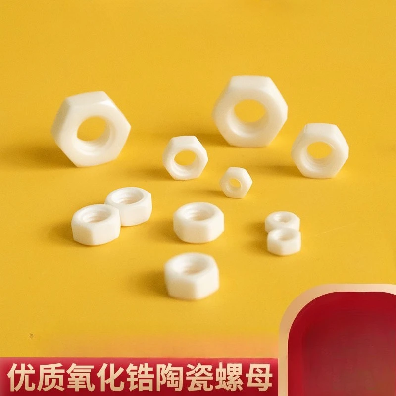 Alumina Zirconia Ceramic Hex Nuts Screws M2 M3 M4 M5 M6 M8 M10 M12 M14 M16 High Temperature Resistant