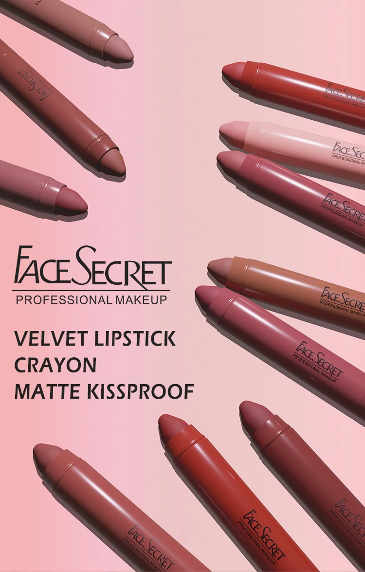Face Secret 12 لون ماتي قلم أحمر الشفاه مقاوم للماء طويل الأمد بلسم الشفاه المخملية قلم تحديد الشفاه الشفاه ماكياج النساء مستحضرات التجميل