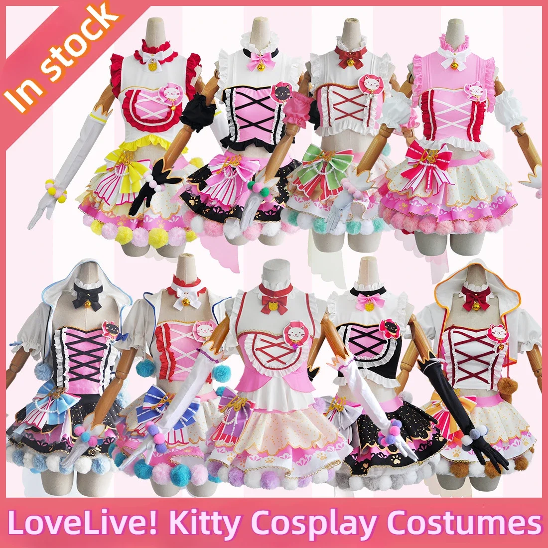 ALL LoveLive! Cosplay Costumes Cute Kitty Dress Anime Love Live Cat Clothing Headwear Stockings Halloween Women Girls disfraz