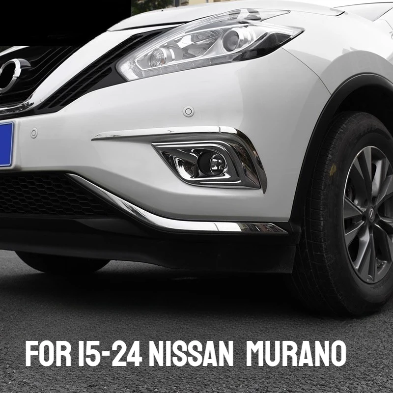 

Chromed ABS Plastic 2PCS Front Rear Fog Light Lamp Eyelid Cover Trim For Nissan Murano 2015-2024