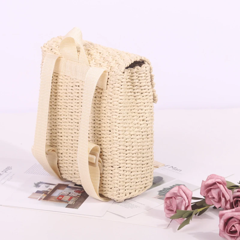 Sommer kinder Tasche Nette Woven Rucksack kinder Rucksack Strand Tasche Mädchen Stroh Tasche Student Schul Mini