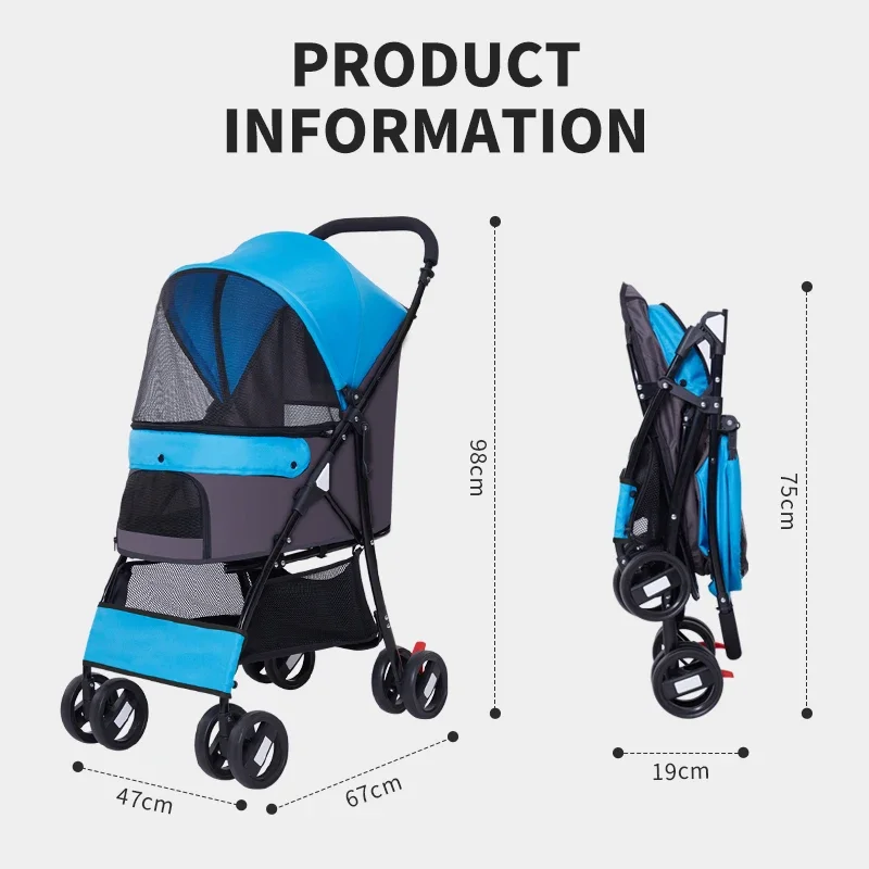 

-Wholesale Cheap High Quality Easy Foldable Dog Pet Stroller For Travel