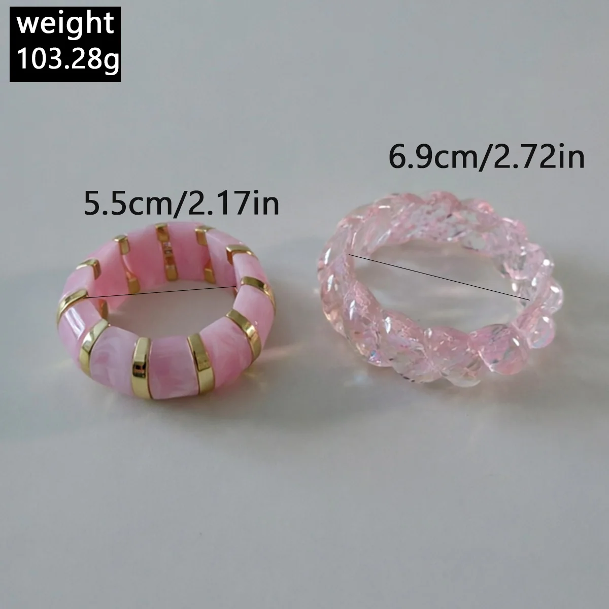 Tocona Sweet Romantic Acrylic Fried Dough Twists Shape with Sequins Bracelet Set Women's Summer Gentle Temperament Jewelry
