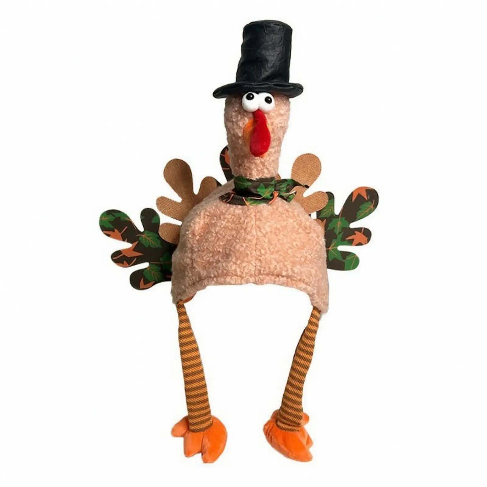 Funny Turkey Plush Hat for Adult Halloween Party Costume Accessory Cosplay Headpiece with Dangling Legs