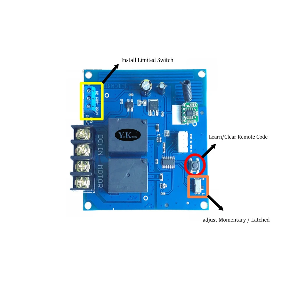 DC12V/24V 40A Motor Controller 400W High Power Motor Wireless Remote Control Forward and Reverse Switch for Roller Shutter Door