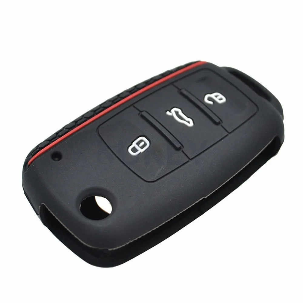 Funda de silicona para llave de coche, carcasa para VW, Polo, Bora, Beetle, Tiguan, Passat, Golf, Jetta, Eos, Volkswagen, Skoda, Fabia, Octavia, Fob