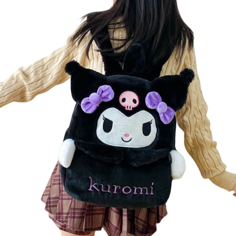 Kuromi & My Melody girls Plush Backpack Large Capacity Versatile Design Ideal Gift For Holidays And Everyday Use