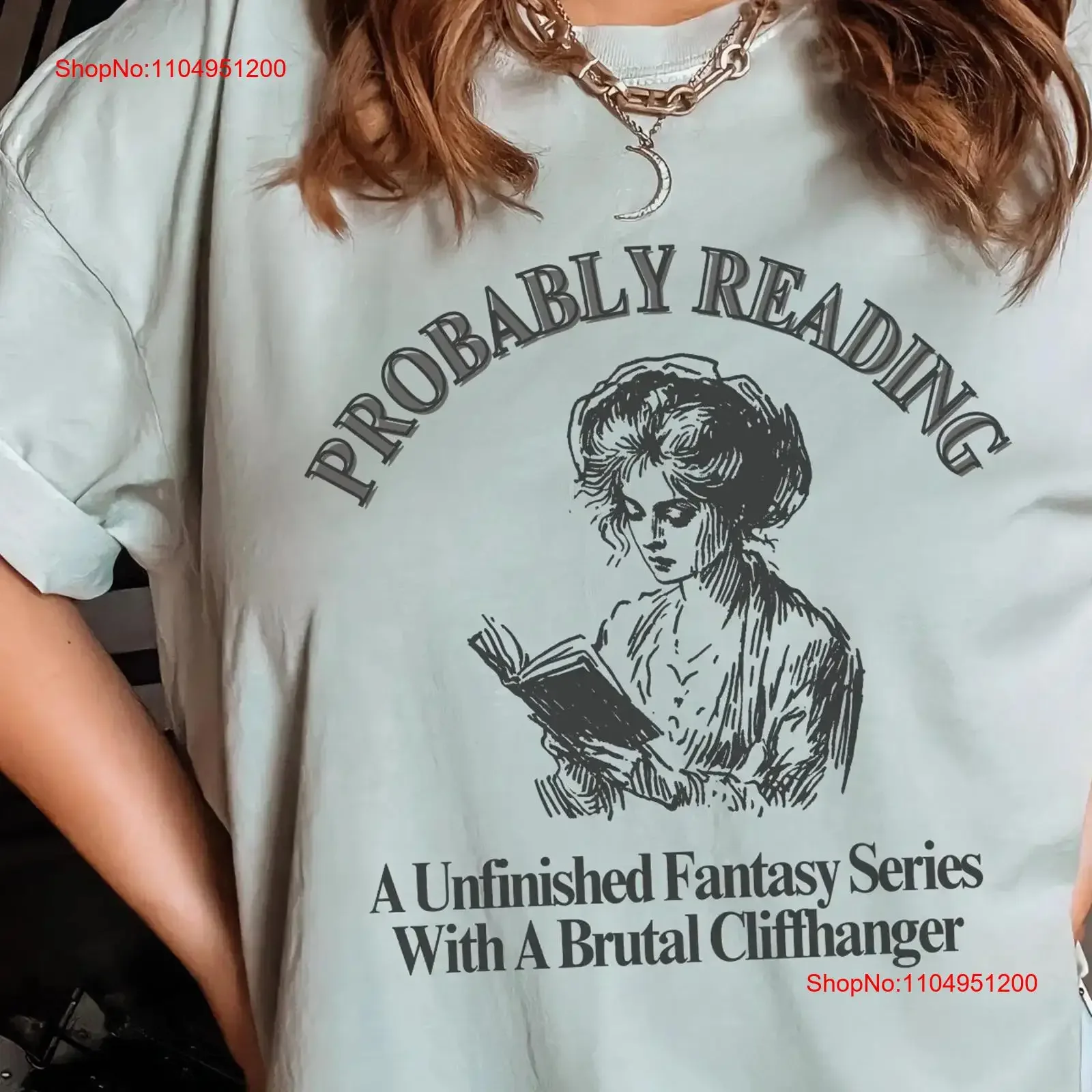 

Футболка Probably Reading Fantasy с забавной книгой, серия «Романтизи», юмор, книжный червь, дух пряных книг, винтажные стираные, удобная мода