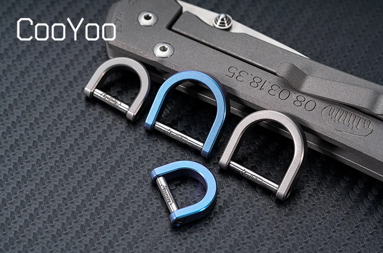 CooYoo KA17 Titanium Alloy Edc Rotating Horseshoe Buckle Car Keychain Creative Pendant Stirrup D Buckle Corrosion-Resistant