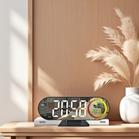 USB Powered Digital Alarm Clock with RGB Mood Light TEMP Date Week 2 Alarm 12/24H Snooze Table Clock Night Mode LED Mirror Clock