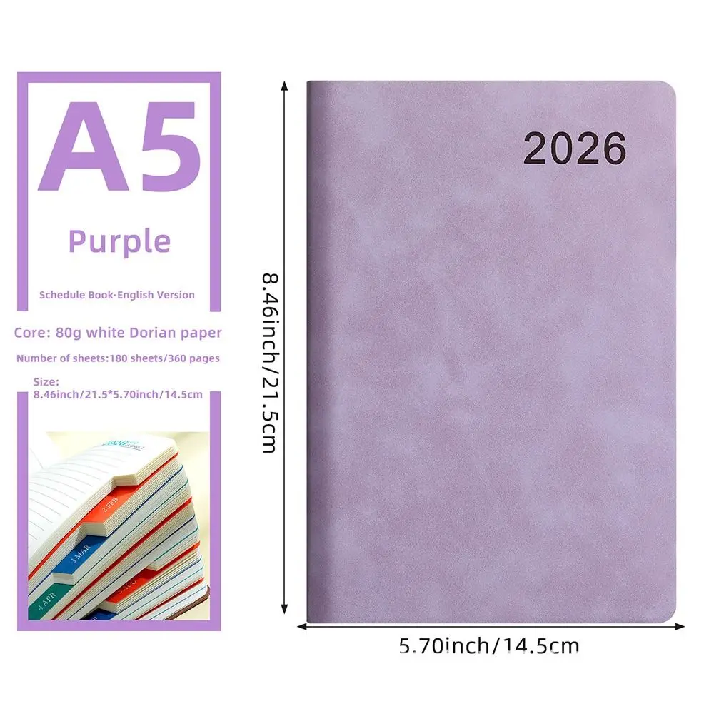 Gift 2026 Daily Planner A5 Size Leather Notebook 365 Schedule Book Office