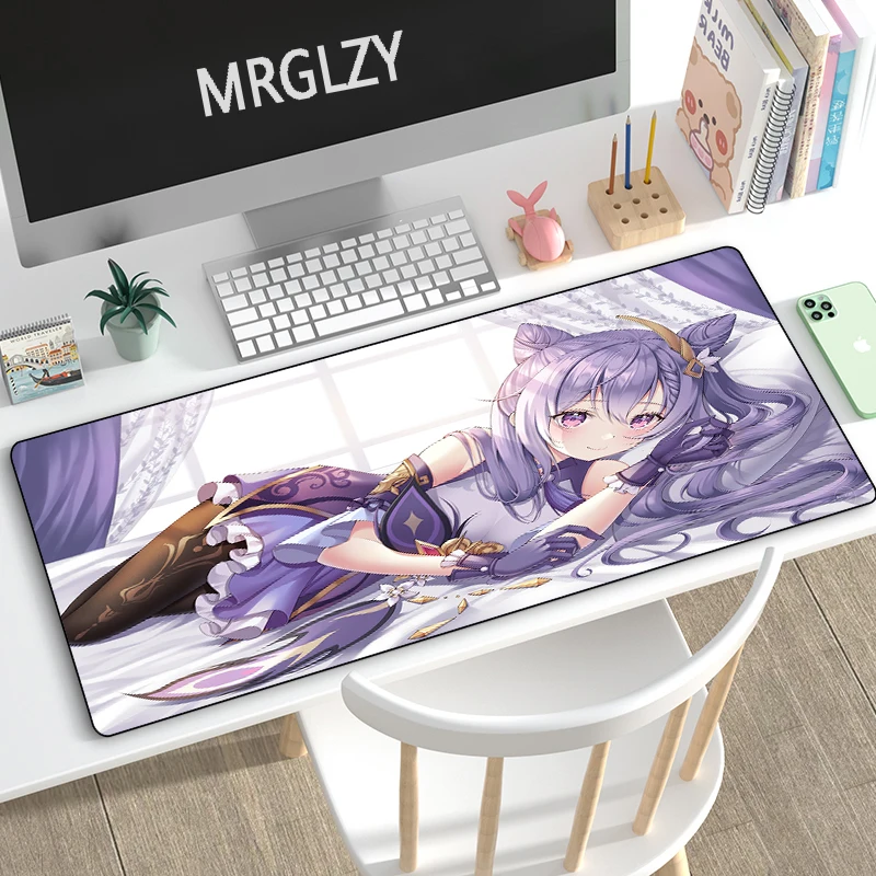 MRGLZY Anime Sexy Girl XXL Mouse Pad Genshin Impact Keqing Gamer Large Desk Mat Computer Gaming Peripheral Accessories MousePads