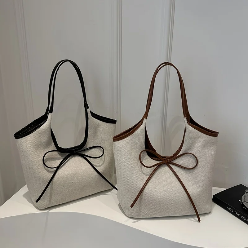 

Коричневая женская большая сумка, большая вместительная сумка через плечо с галстуком-бабочкой для школьной работы, 1 упаковка